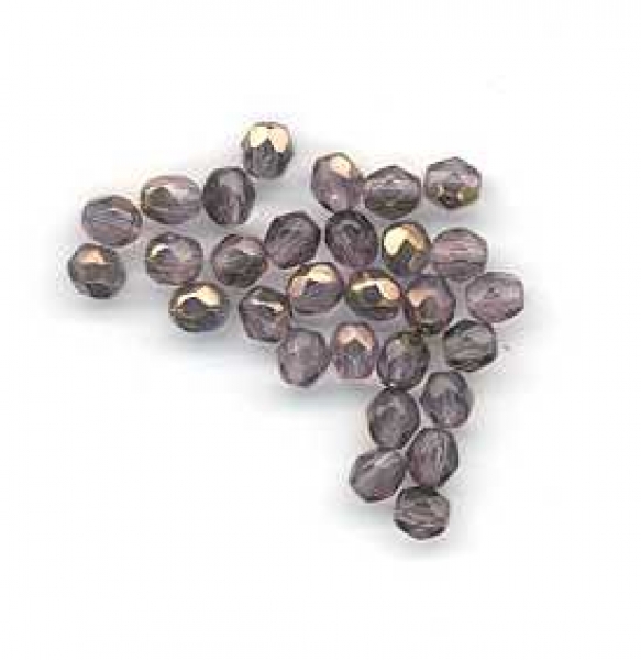 Facettenperlen firepolish, copper - mid. Amethyst